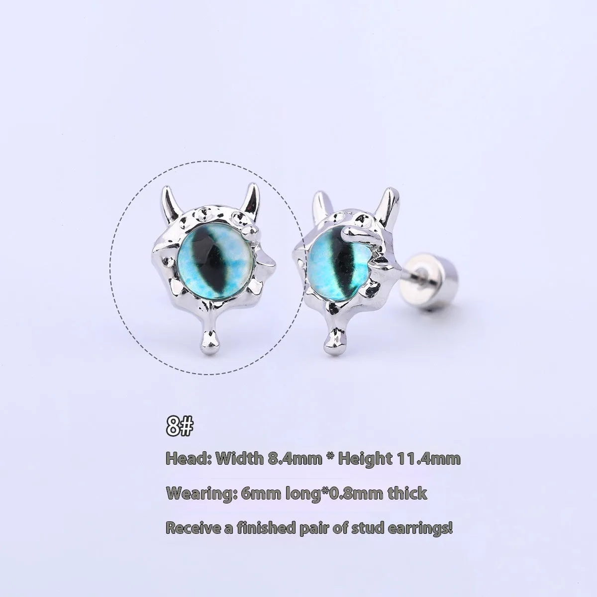 316L stainless steel Halloween drop earrings with real gold plating, skull and devil eye design, 6cm length, unisex