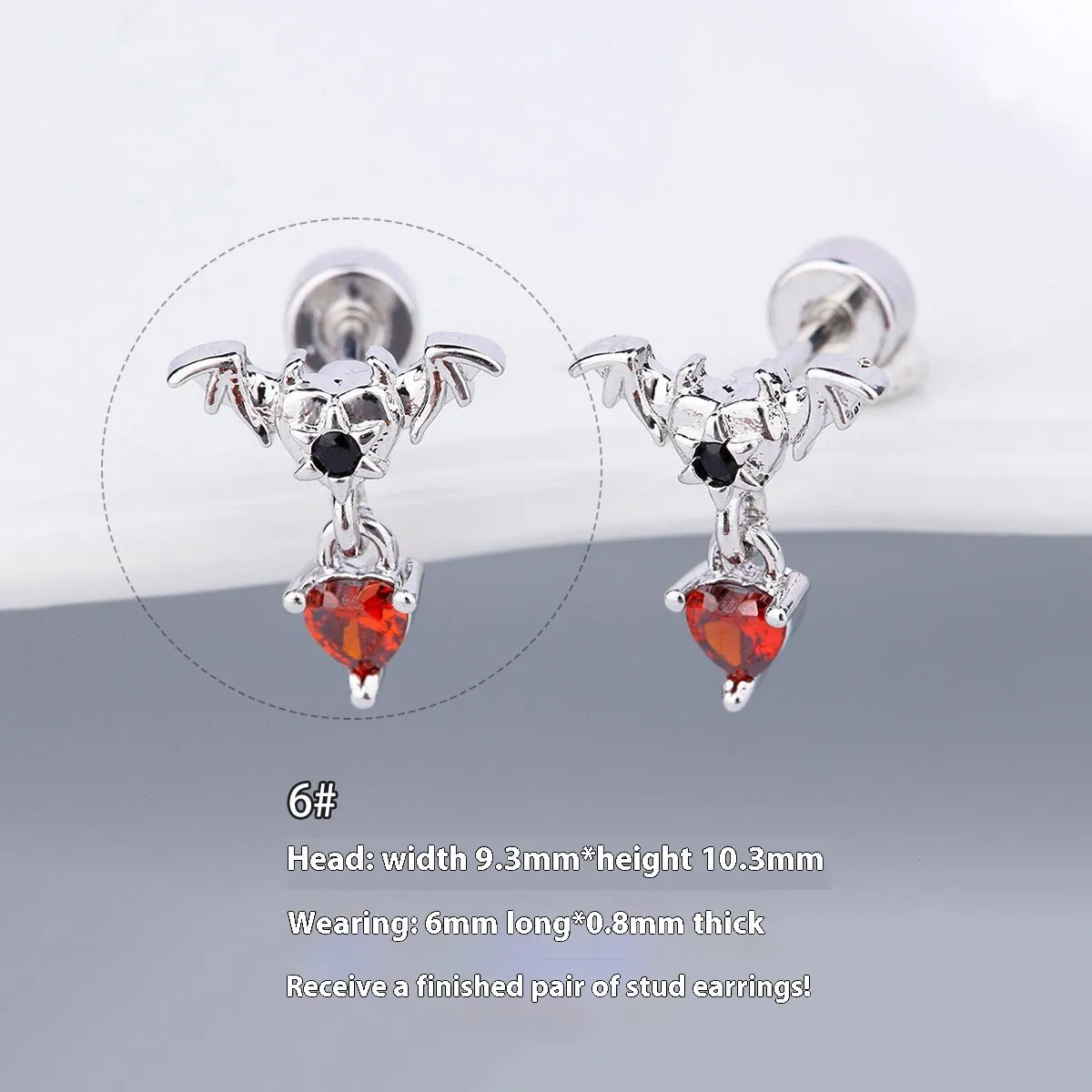 316L stainless steel Halloween drop earrings with real gold plating, skull and devil eye design, 6cm length, unisex