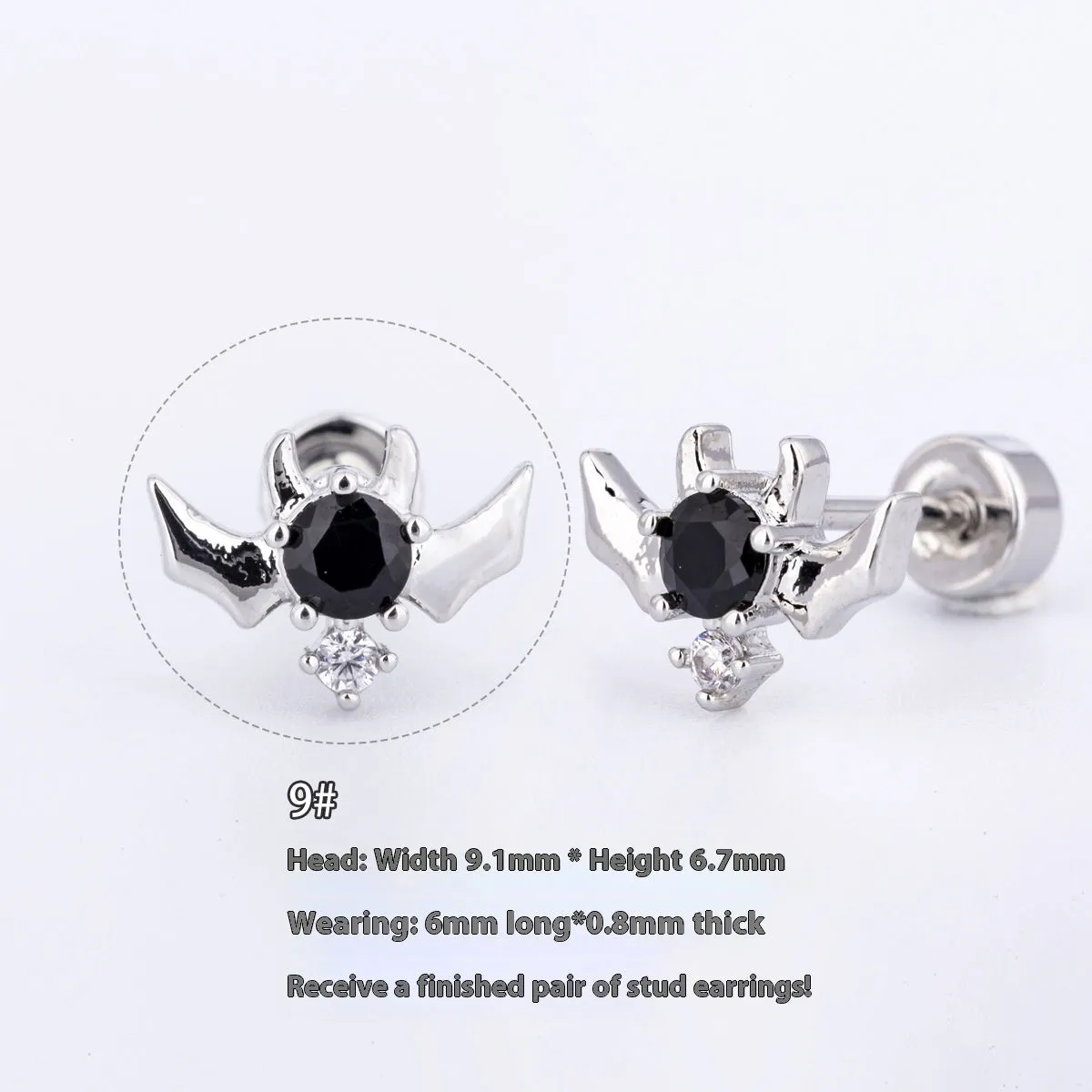 316L stainless steel Halloween drop earrings with real gold plating, skull and devil eye design, 6cm length, unisex