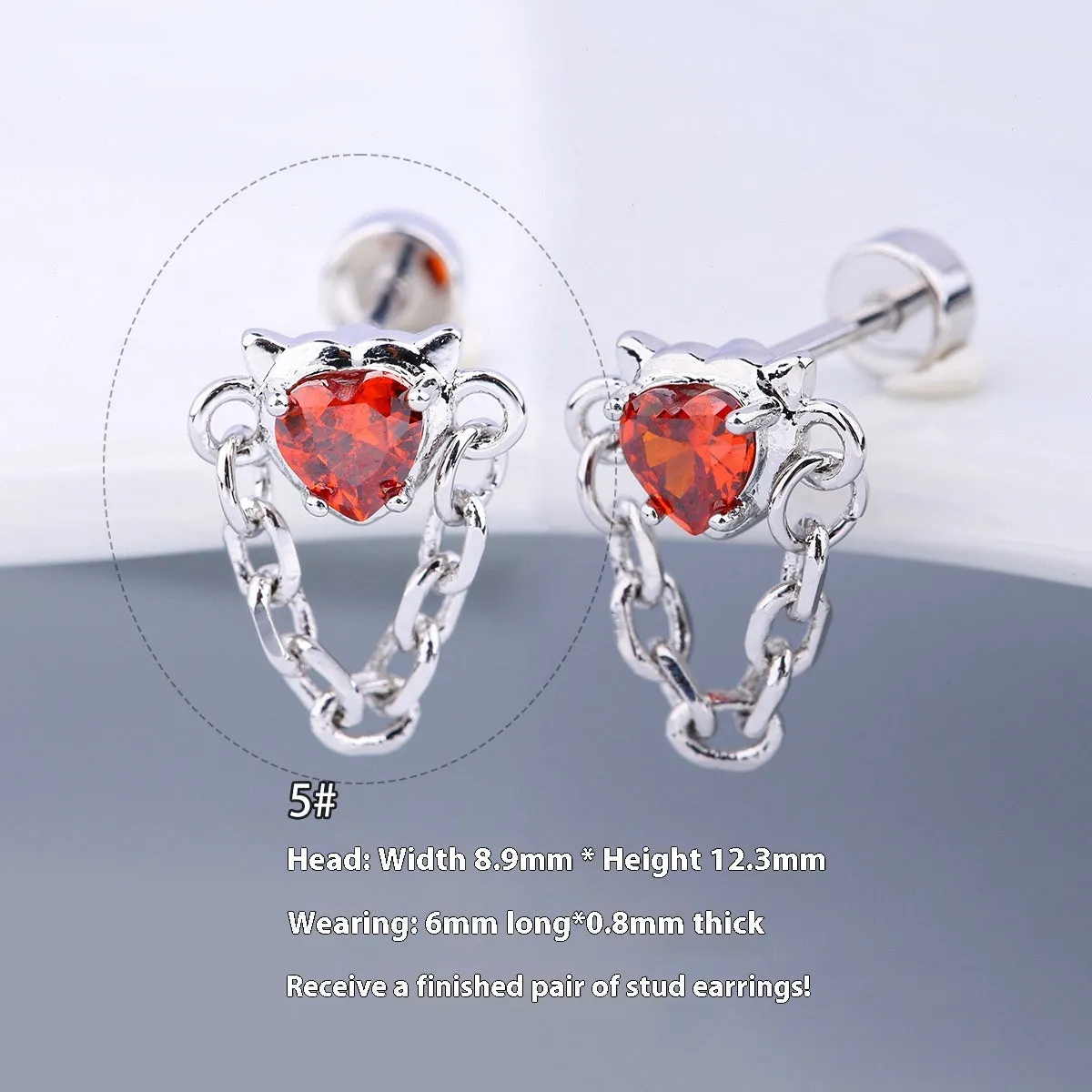 316L stainless steel Halloween drop earrings with real gold plating, skull and devil eye design, 6cm length, unisex