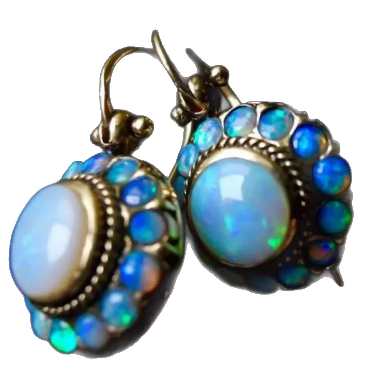 Gold copper opal finish retro exaggerated ethnic style drop earrings with geometric petal design