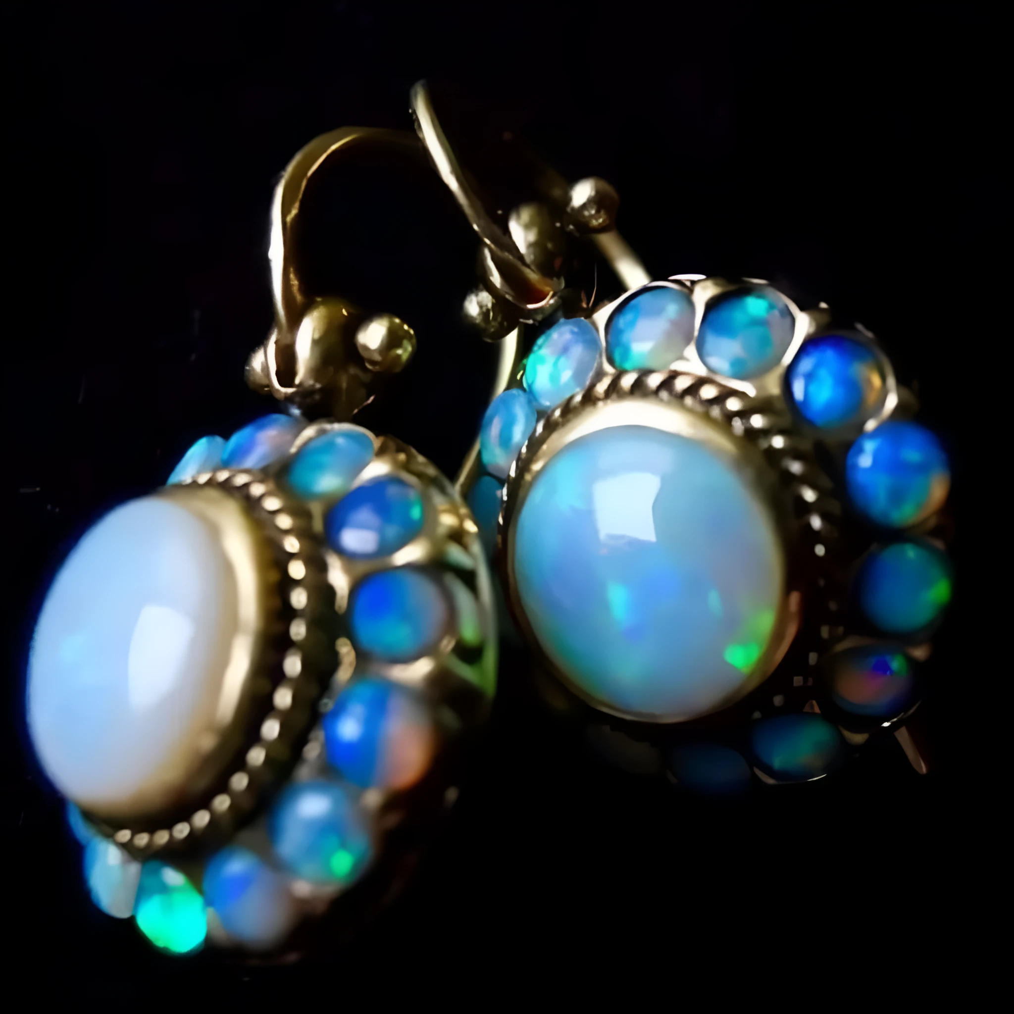 Gold copper opal finish retro exaggerated ethnic style drop earrings with geometric petal design