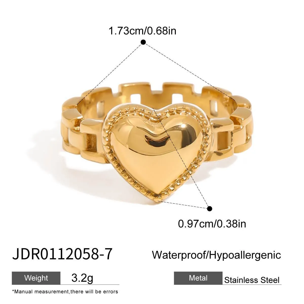 Love heart shaped ear clip with oil dripping rhinestone finish in stainless steel