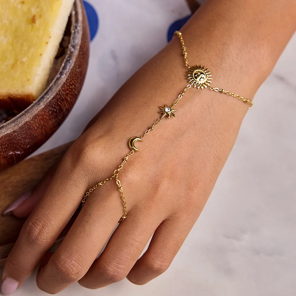Stainless steel sun motif mitten-type bracelet geometric shape women's light luxury jewellery