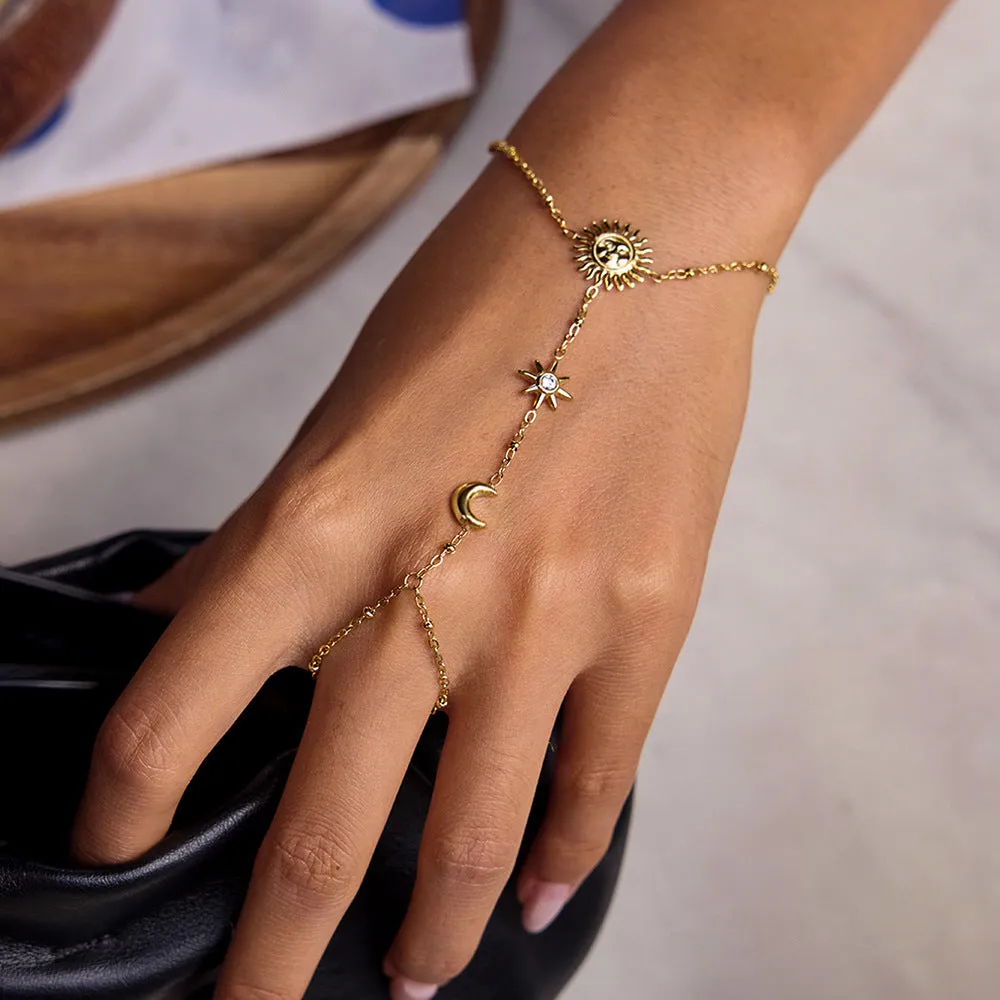 Stainless steel sun motif mitten-type bracelet geometric shape women's light luxury jewellery