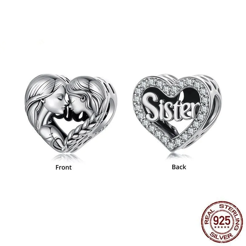 S925 silver oxidised charm bead for DIY bracelet string, 1.0x1.1cm size, 0.45cm aperture