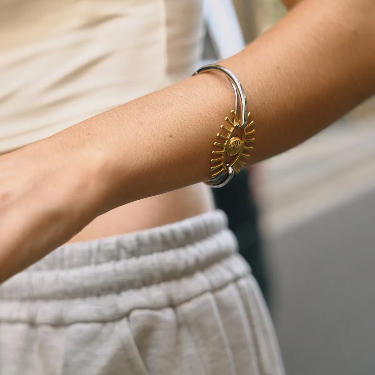 Stainless steel bracelet with Devil's Eye ornament in European American style, colour JDB0107032-PS