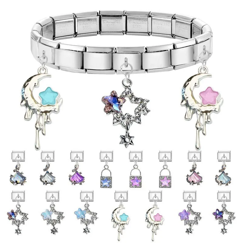 Small stainless steel electroplated pendant module 1x0.9cm charm bracelet accessory