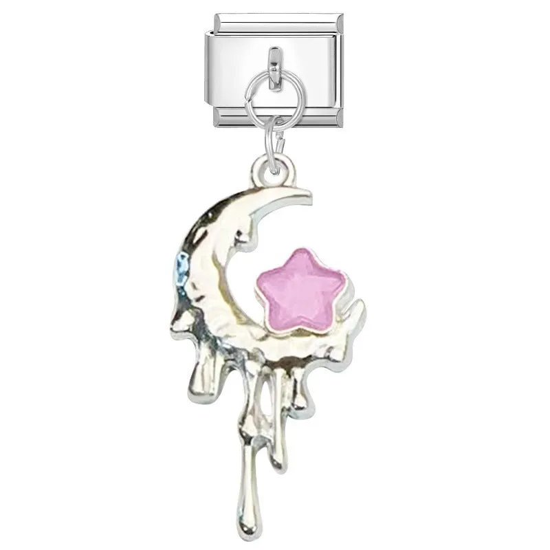 Small stainless steel electroplated pendant module 1x0.9cm charm bracelet accessory