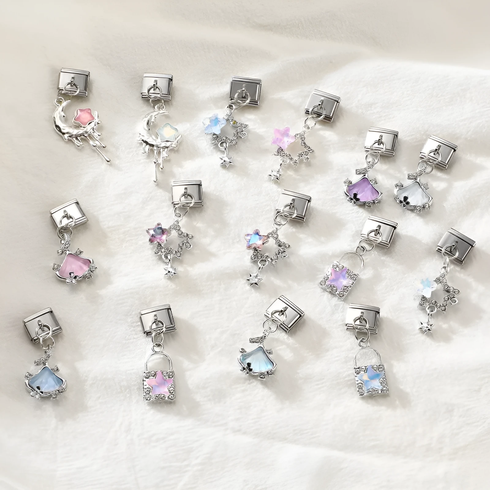 Small stainless steel electroplated pendant module 1x0.9cm charm bracelet accessory