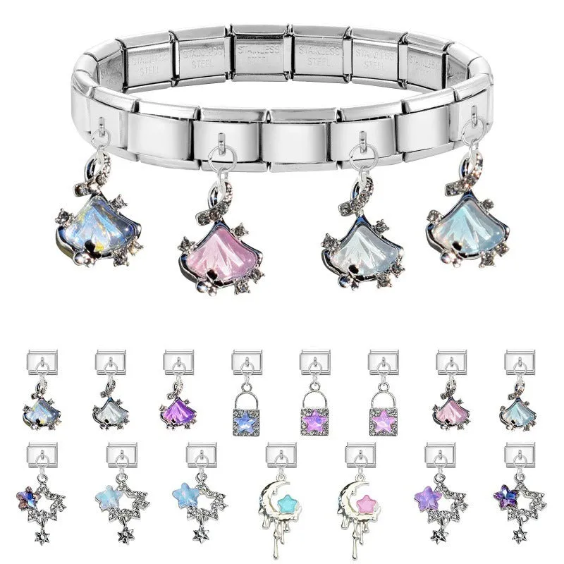 Small stainless steel electroplated pendant module 1x0.9cm charm bracelet accessory