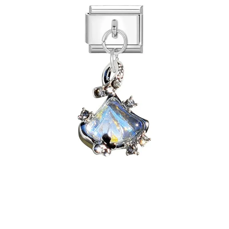 Small stainless steel electroplated pendant module 1x0.9cm charm bracelet accessory
