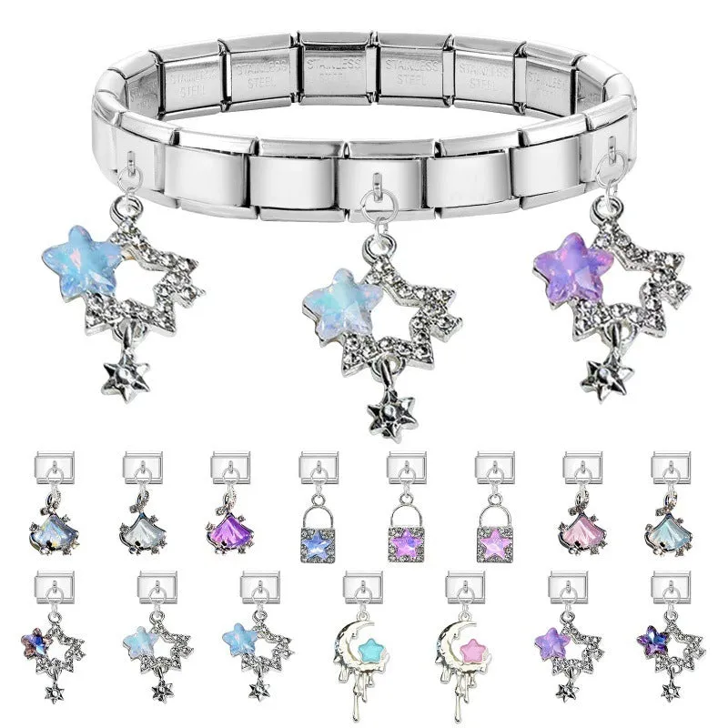 Small stainless steel electroplated pendant module 1x0.9cm charm bracelet accessory