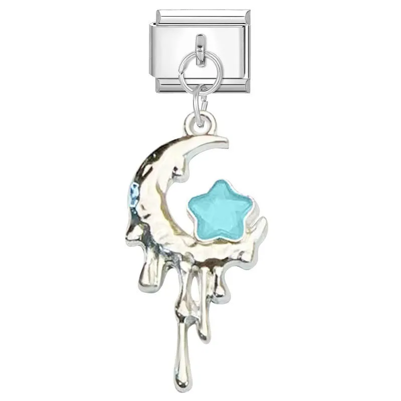 Small stainless steel electroplated pendant module 1x0.9cm charm bracelet accessory