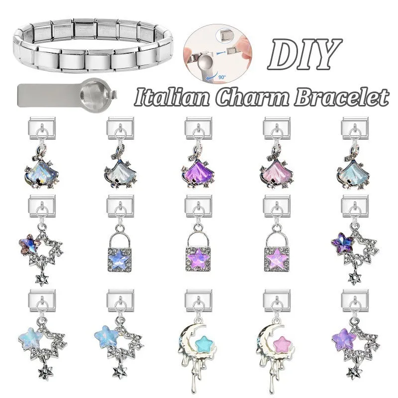 Small stainless steel electroplated pendant module 1x0.9cm charm bracelet accessory
