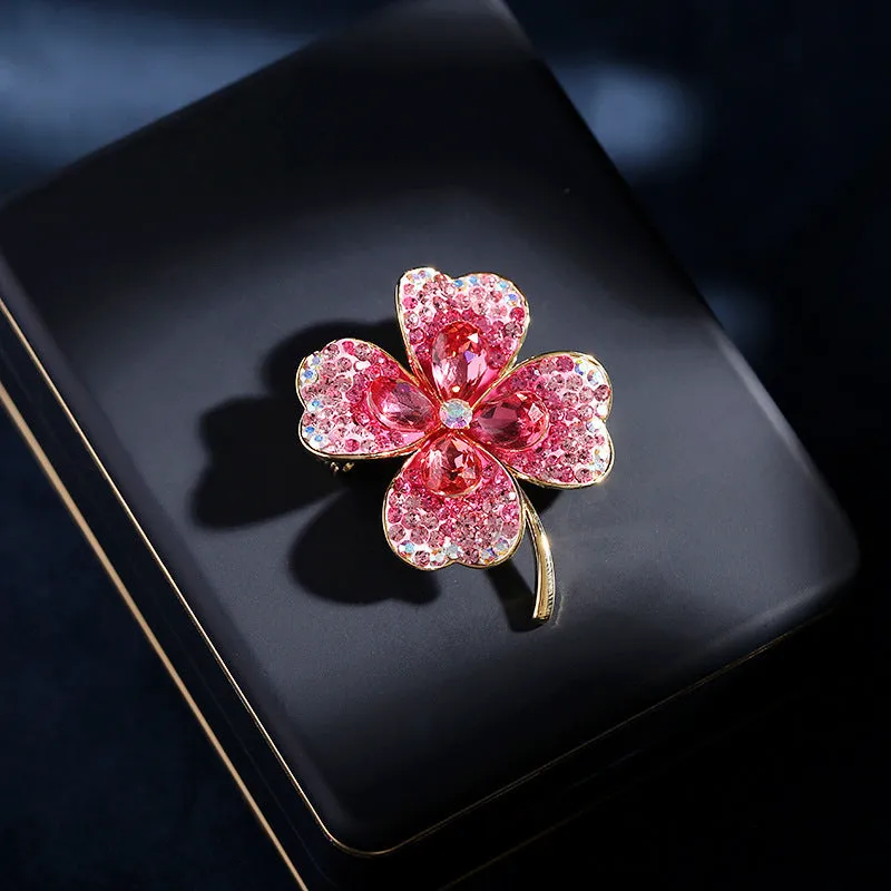 Alloy brooch in natural flower shape with electroplated finish, featuring adjustable and anti-exposure pin closure for women's coats and suits.