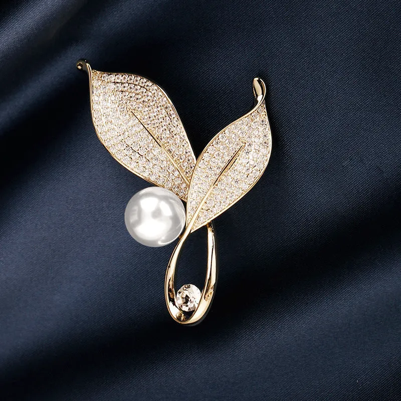 Alloy brooch in natural flower shape with electroplated finish, featuring adjustable and anti-exposure pin closure for women's coats and suits.