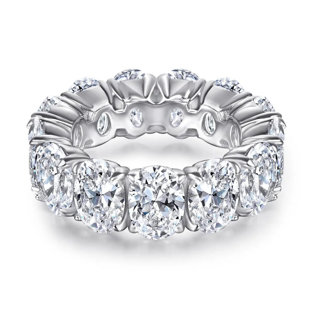 Oval inlaid zircon silver ring for women, niche high sense design, multiple US sizes available