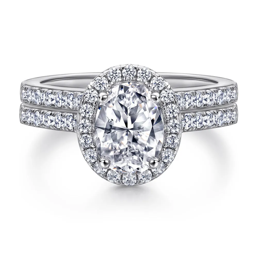 Oval inlaid zircon silver ring for women, niche high sense design, multiple US sizes available