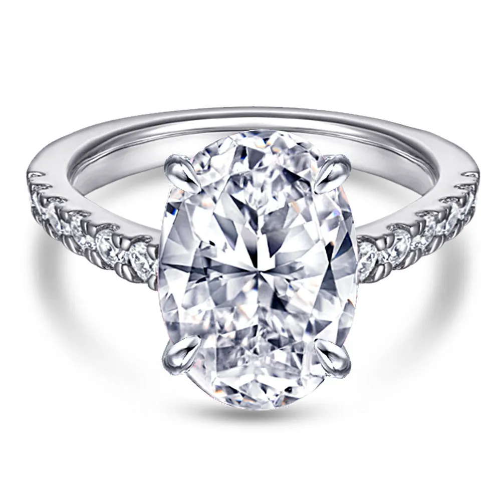 Oval inlaid zircon silver ring for women, niche high sense design, multiple US sizes available