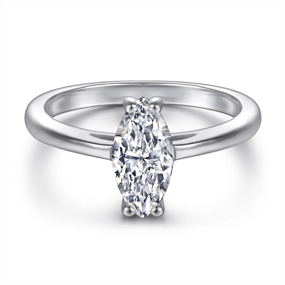 Oval inlaid zircon silver ring for women, niche high sense design, multiple US sizes available