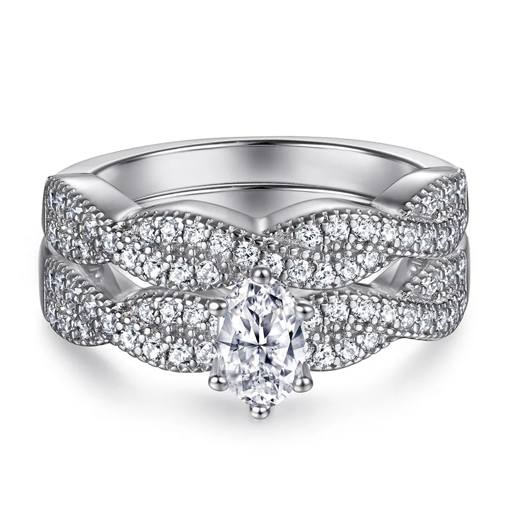 Oval inlaid zircon silver ring for women, niche high sense design, multiple US sizes available