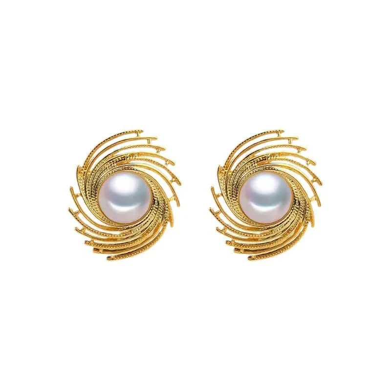 Women's vintage floral earrings with pearl accents and electroplated alloy construction