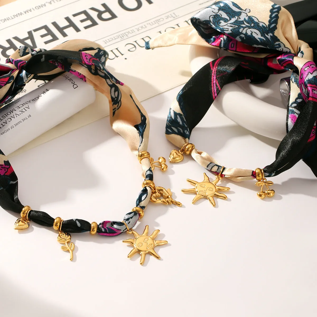 Sunflower stainless steel charm on a ribbon bracelet for children, ins style