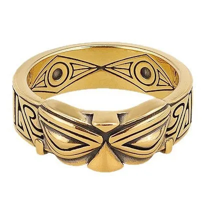 Unisex adjustable silver plated ring with Sanxingdui retro design and animal geometry motif on open band