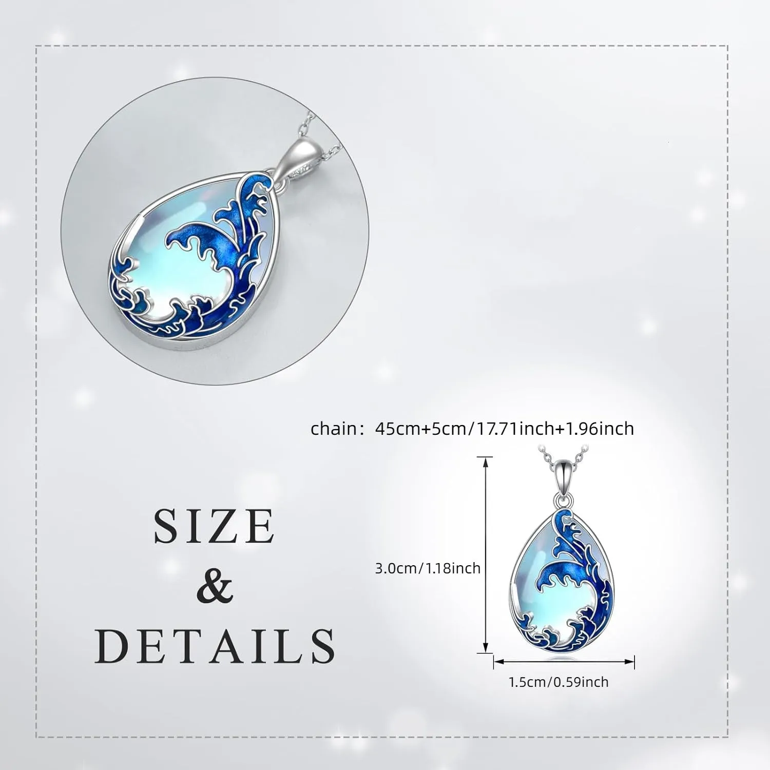 Hailang women's necklace with blue heart-shaped alloy pendant on a gold-toned adjustable chain.