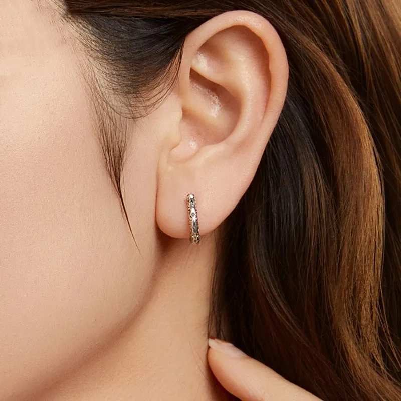 S925 sterling silver lucky horseshoe ear clip with grinding finish, U-shaped design, colour SCE1888, for women