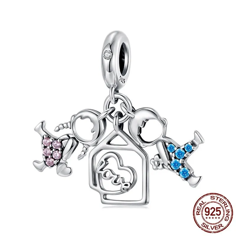 925 sterling silver bead pendant part with colour inlay and 2.7 cm width on white background