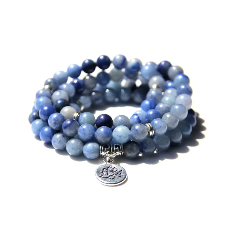 Geometric natural stone bracelet with angel echeveria and lotus design for women in various colours