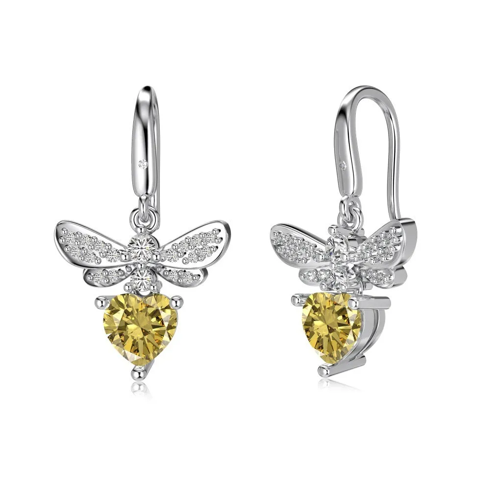 925 silver women's earrings with five flowers and petals on outer circle, electroplated finish