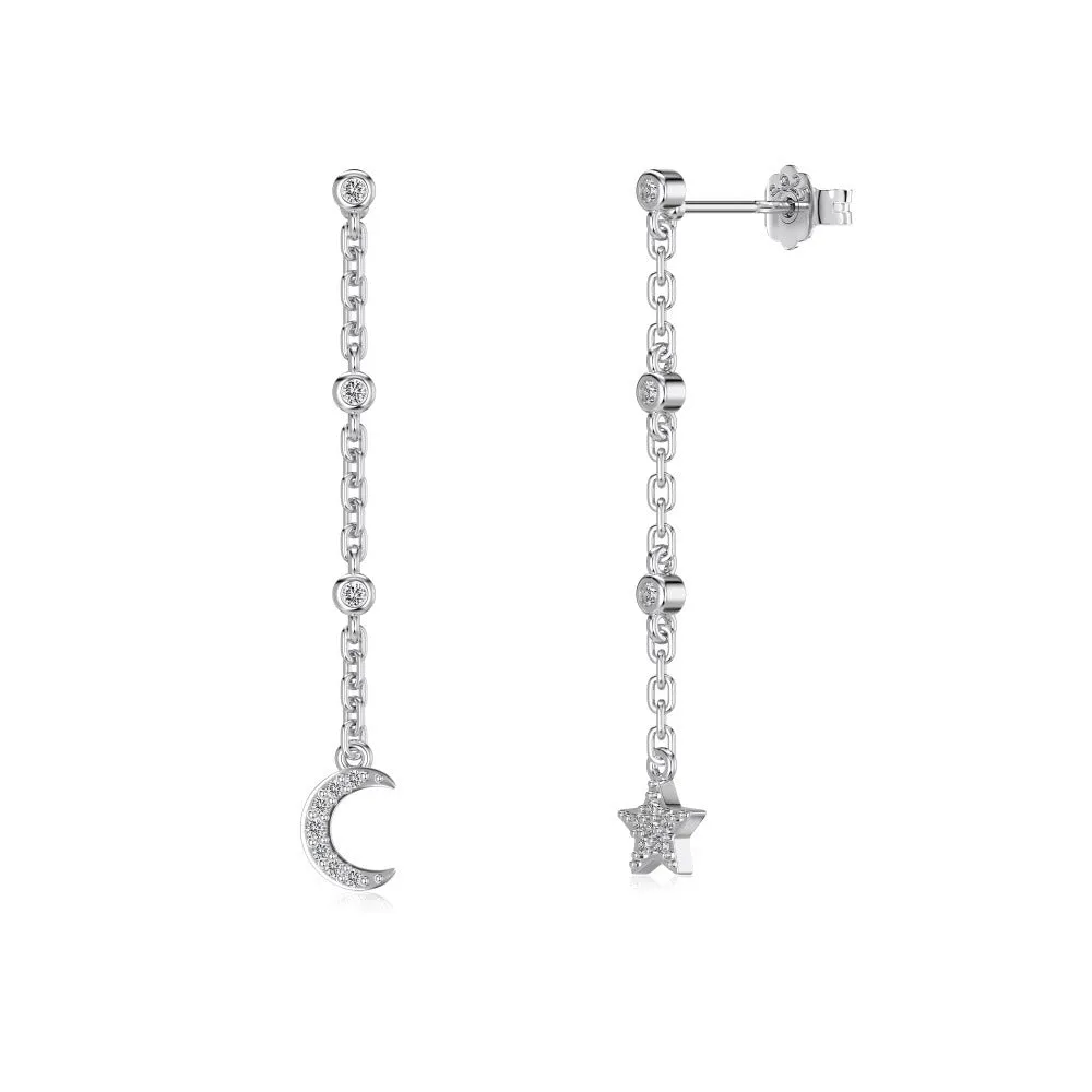 925 silver women's earrings with five flowers and petals on outer circle, electroplated finish