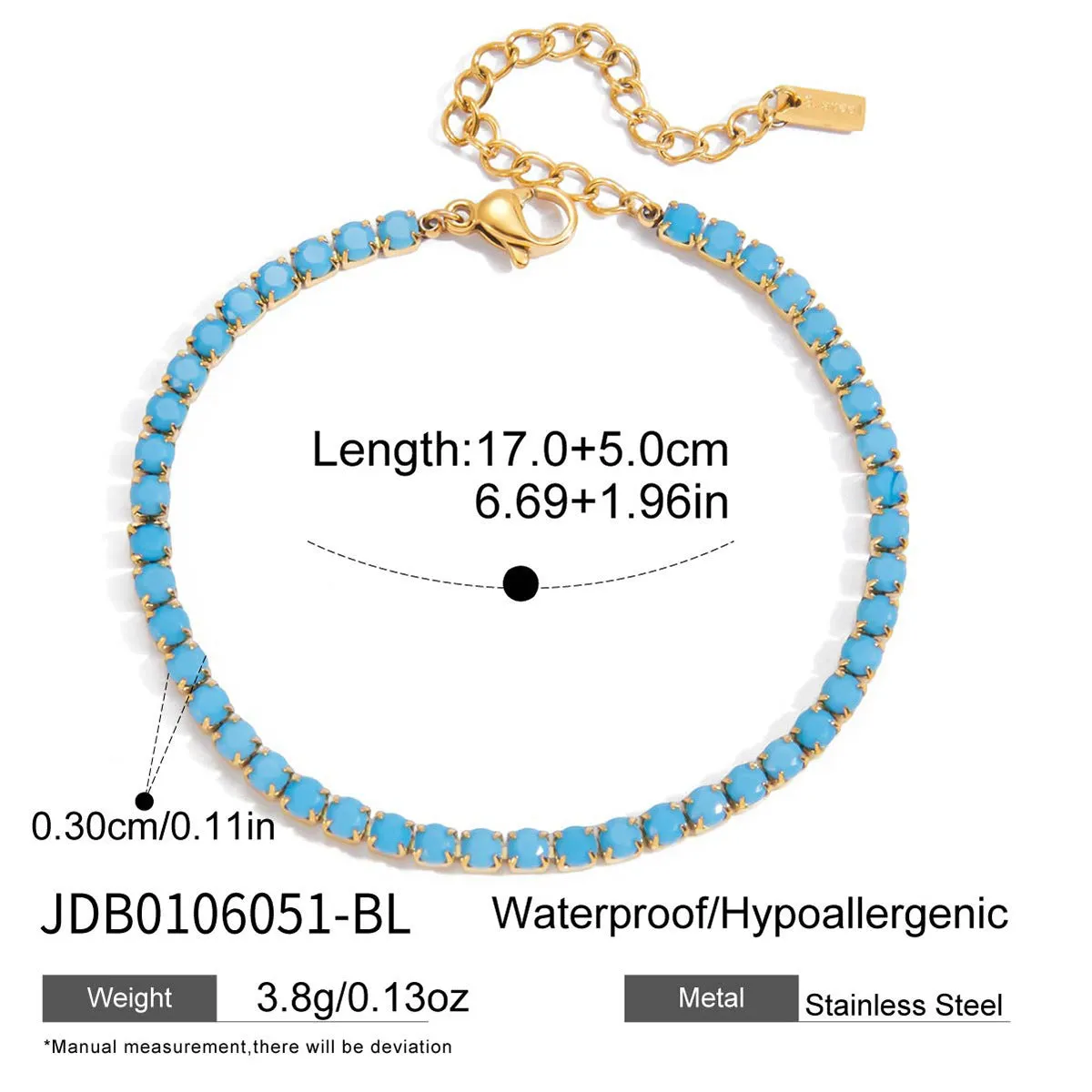 Stainless steel electroplated geometric round link bracelet for women on white background