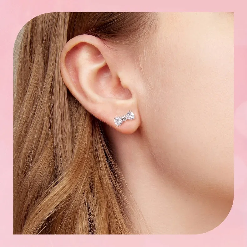 New Bow S925 Sterling Silver Stud Earrings for Women Sweet Style BSE1193 Electroplating