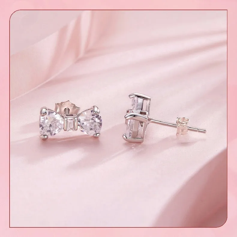 New Bow S925 Sterling Silver Stud Earrings for Women Sweet Style BSE1193 Electroplating