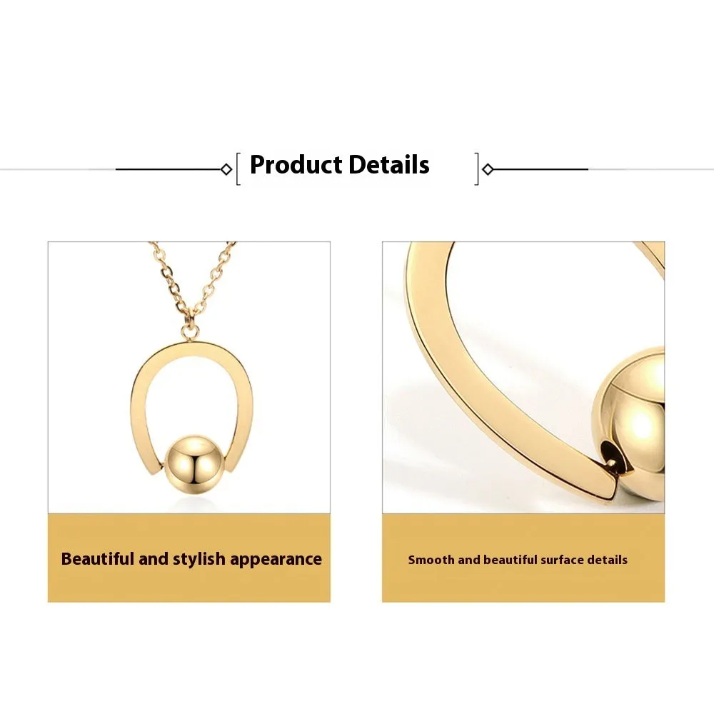 Adjustable stainless steel necklace with cross chain design and geometric pendant in gold colour.
