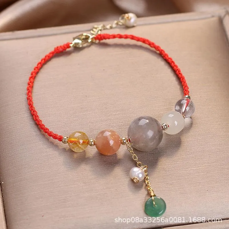 Hand-woven crystal peace buckle bracelet with sequins in blue, green, or red colour options