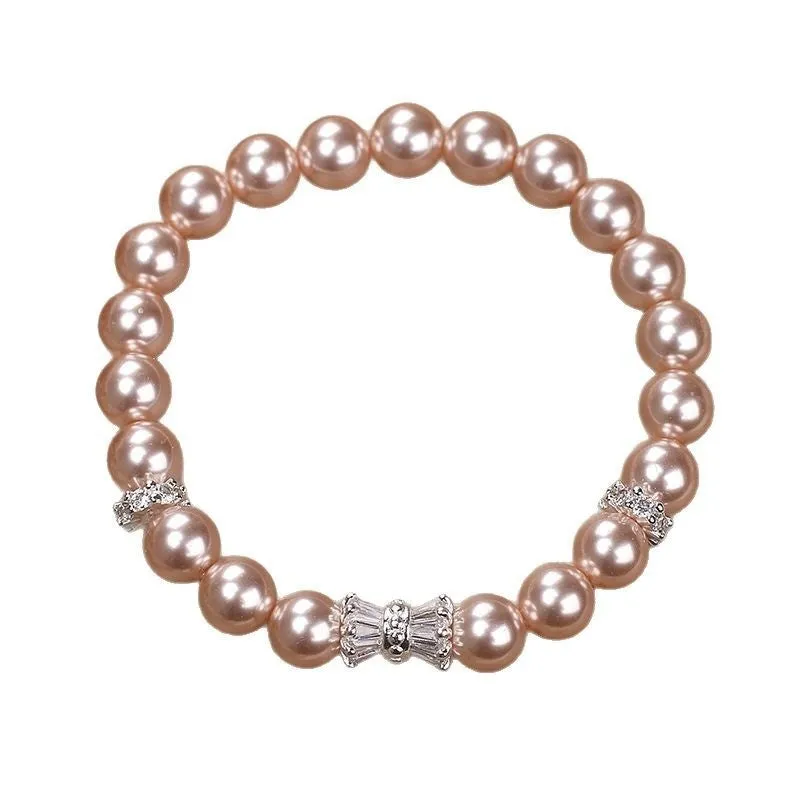 Light purple aurora imitation pearl bracelet for women in dream purple with electroplated finish