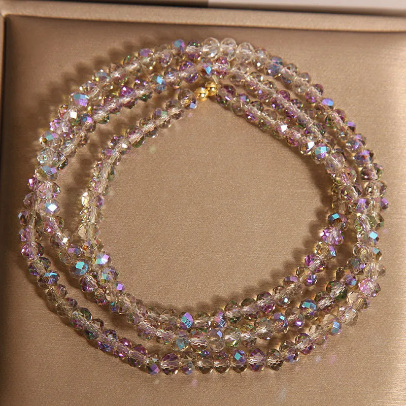 Multi-layer champagne crystal bracelet for women with faceted beads and adjustable chain