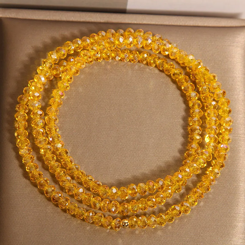 Multi-layer champagne crystal bracelet for women with faceted beads and adjustable chain