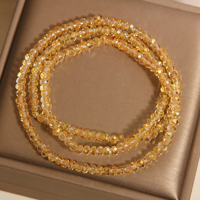 Multi-layer champagne crystal bracelet for women with faceted beads and adjustable chain