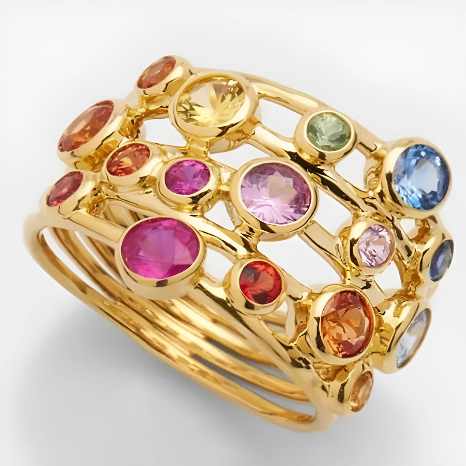 Gold geometric alloy ring for women, size No 8, electroplated finish, fashion OL style