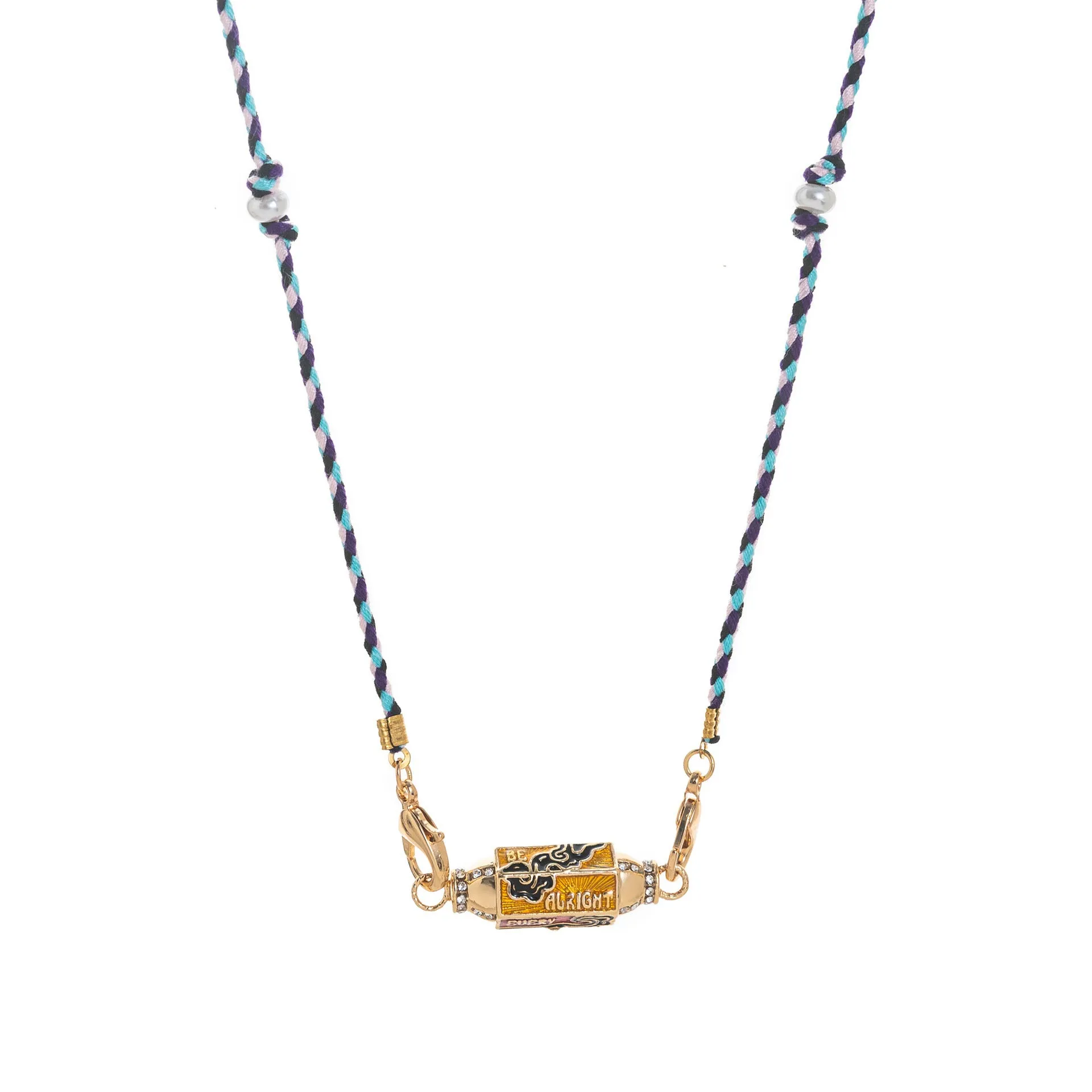 Copper geometry pendant necklace for men with star and eye motifs in blue colour on regular chain