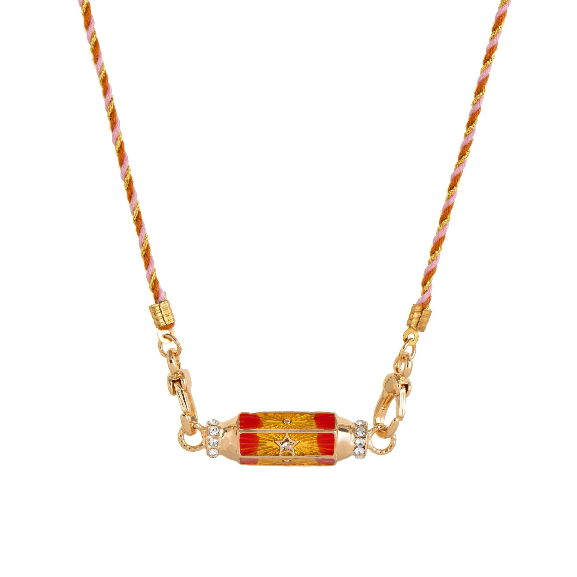 Copper geometry pendant necklace for men with star and eye motifs in blue colour on regular chain