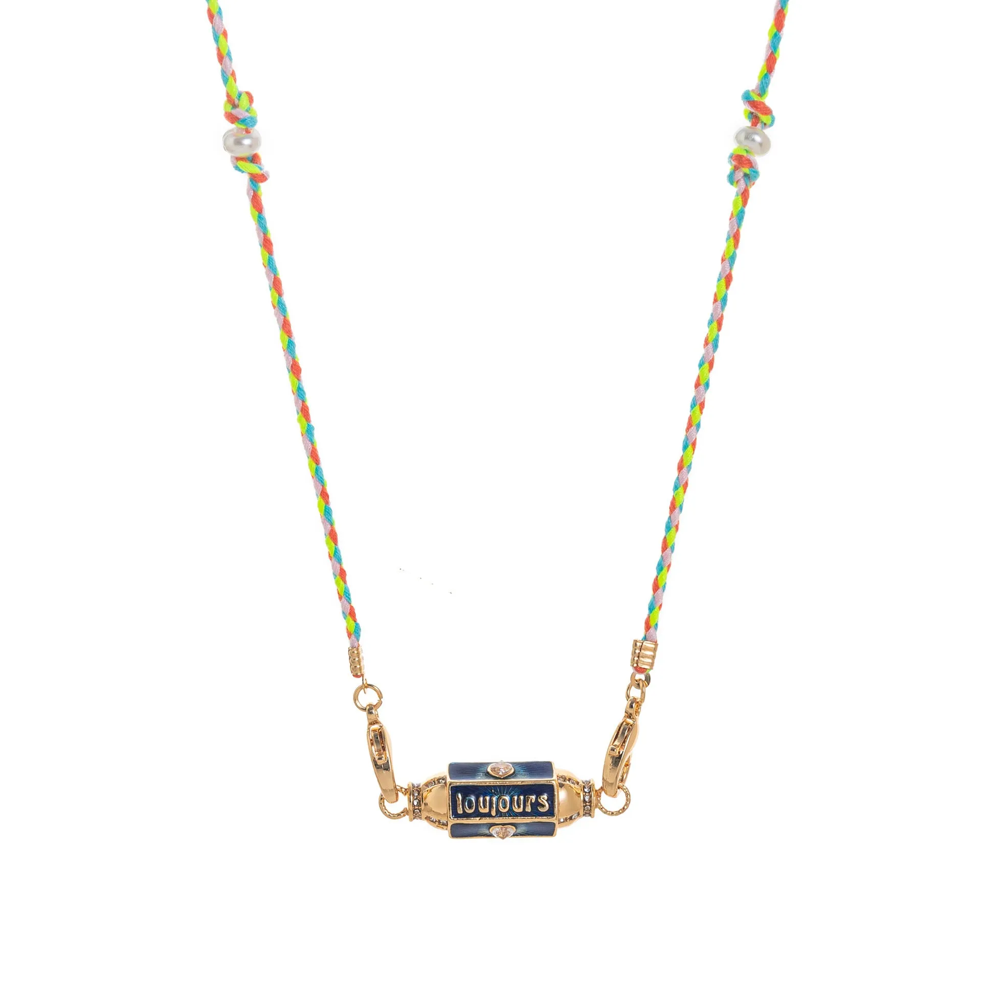 Copper geometry pendant necklace for men with star and eye motifs in blue colour on regular chain