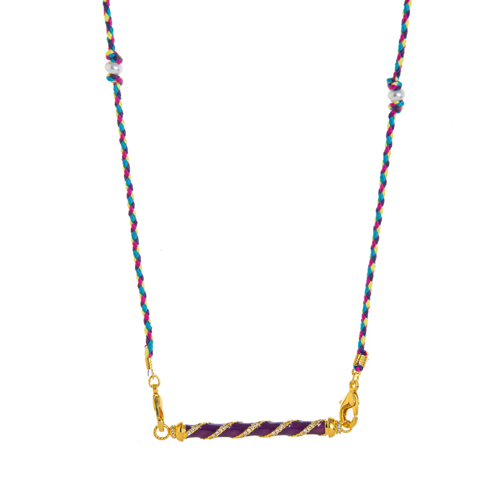 Copper geometry pendant necklace for men with star and eye motifs in blue colour on regular chain