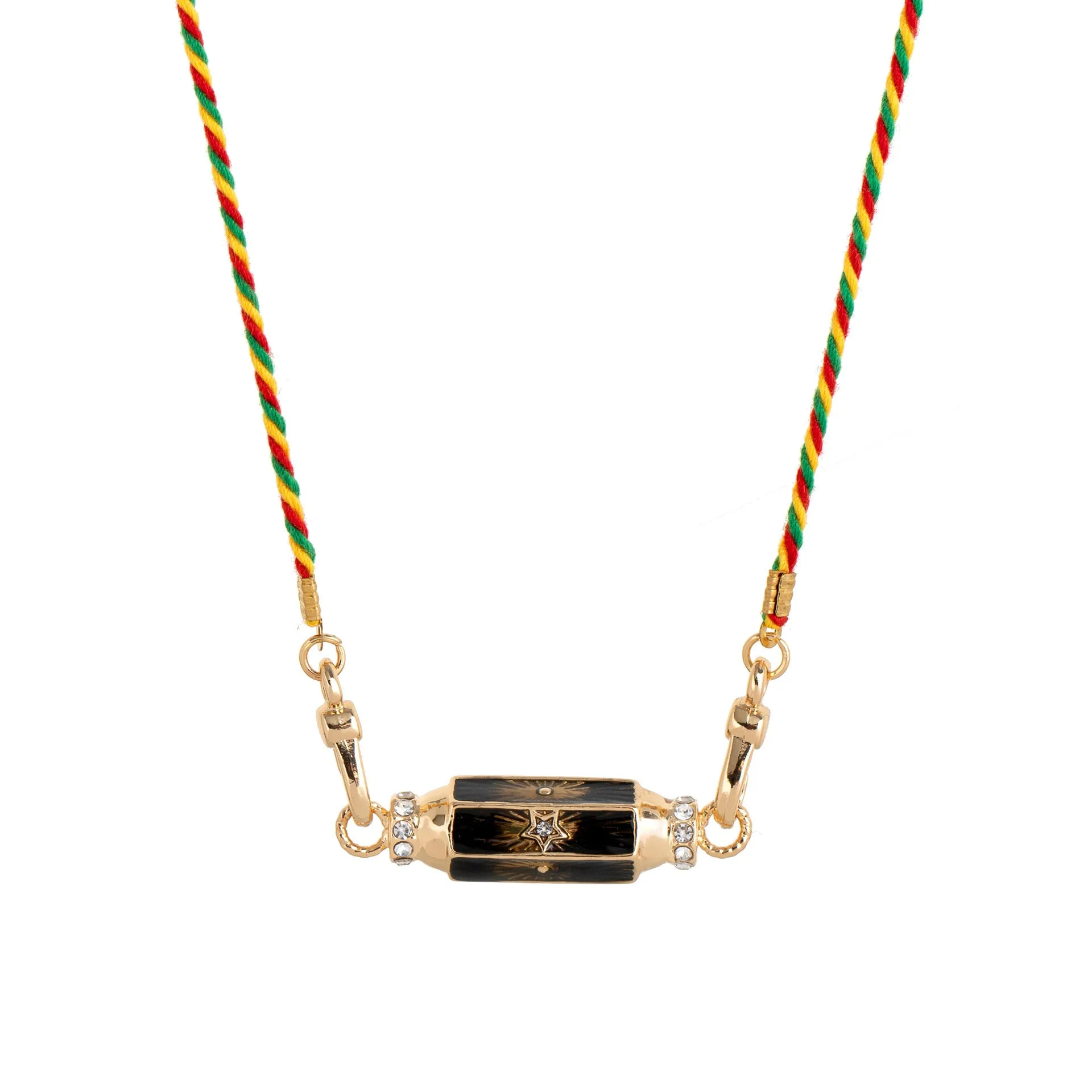 Copper geometry pendant necklace for men with star and eye motifs in blue colour on regular chain